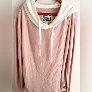 Peace Love World Pink Oversized Hoodie Pullover M/L Thumbholes